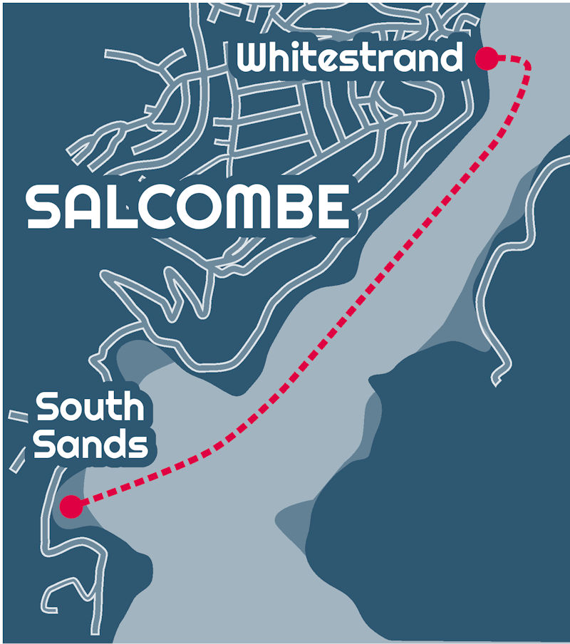 A map of the route of the South Sands Ferry
