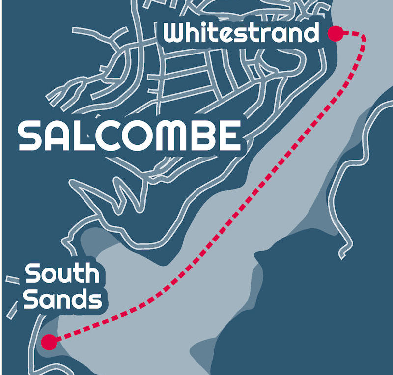 A map of the route of the South Sands Ferry